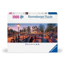 1000 pc Ravensburger Puzzle - Evening in Amsterdam Puzzle - Panoramic 1000 pc Ravensburger Puzzle - Evening in Amsterdam Puzzle - Panoramic